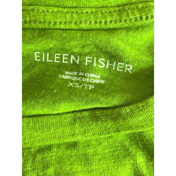 Eileen Fisher 100% Organic Cotton Green Crew Neck Top Asymmetrical Hem Size XS - Picture 5 of 5